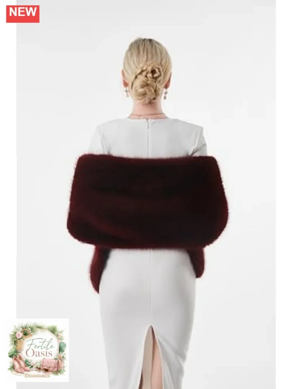 Women's Faux Fur Wrap Shawl Cape Winter Evening Party